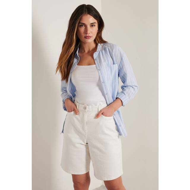 Lts Tall White Denim Bermuda Shorts 12 Lts | Tall Women's Denim Shorts