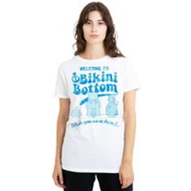 Spongebob Bikini Bottom Welcome Ladies T Shirt, White