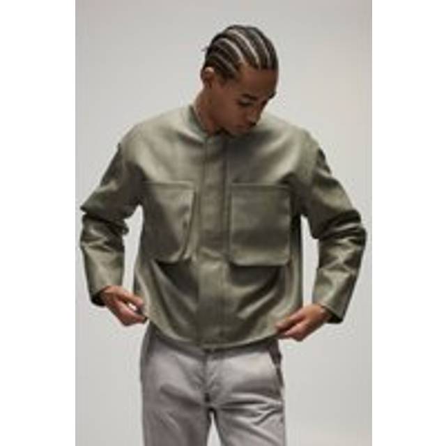 Boxy Matte Pu Bomber Jacket - Brown - XS