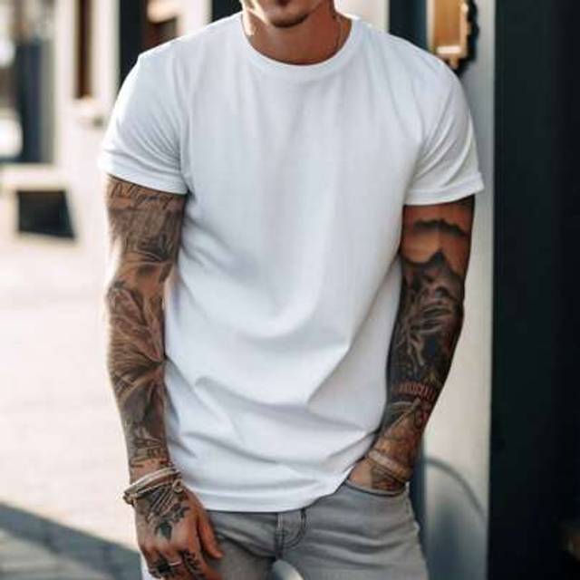 SHEIN Men&#39;s Solid Color Casual Street Sporty Crew Neck Short Sleeve T-Shirt