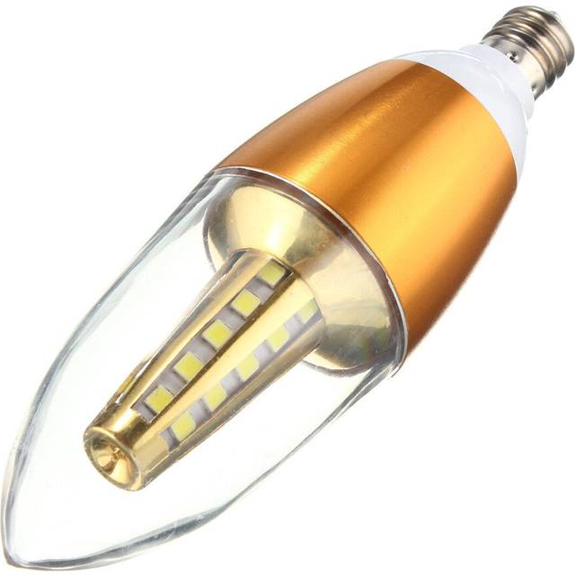 (Warm White, E12) LED Filament Light Bulb Warm White/White Light 550LM E12 Candelabra Base Lamp 5.5W Incandescent Replacement Golden Shell /Silver She