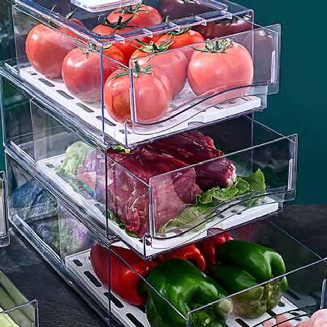 SHEIN 1pc Sealed Moisture-Proof Refrigerator Fresh-Keeping Box, Fruit & Vegetable Drainage Storage Container With Lid, Food Storage Box, Kitchenware Decorat