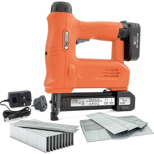 1701 191 Cordless 20V Staple Brad Nail Gun Kit 91 Staples 18G 15-32mm - Tacwise