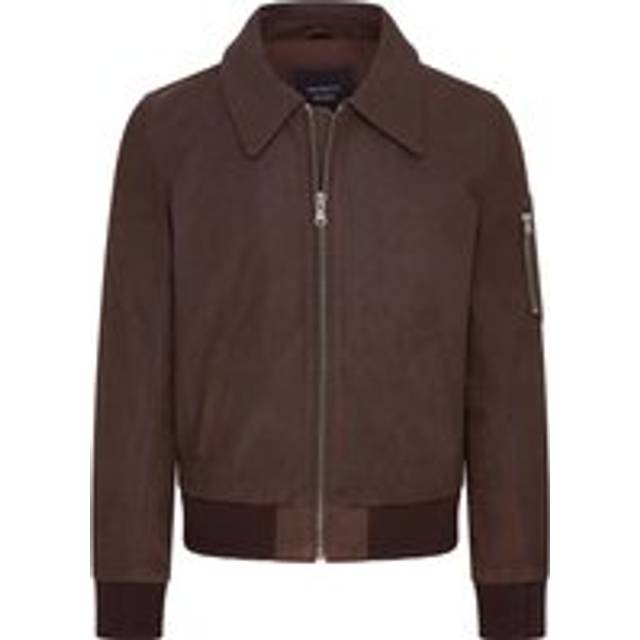 A2 Cowhide Leather Bomber Jacket-Eura - Brown - XS