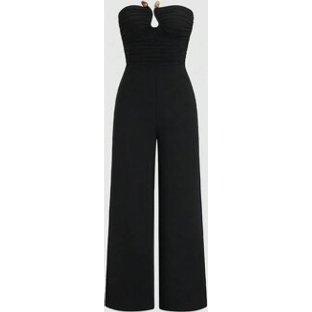 Sweetra Y2K Sexy Pleated Tube Top Casual Jumpsuit With U-Neck And Button