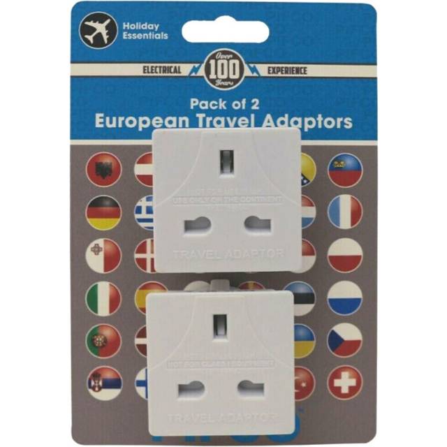 Uk to eu euro europe european approved travel adaptor plug 2 pin adapterx2 pifco