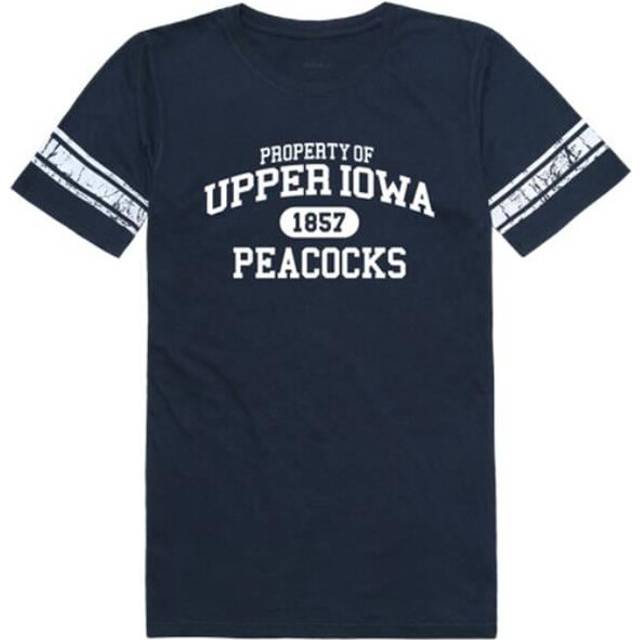 W Republic 533-681-NVY-02 Upper Iowa University Peacocks Women Property Football T-Shirt, Navy - Medium