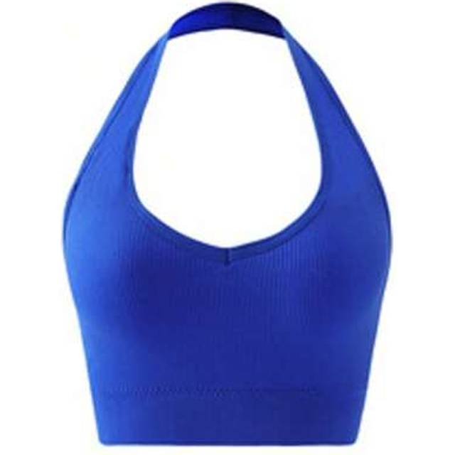 SHEIN Women Backless Push Up Bra Workout Running Yoga Fitness Sports Bra Light Bra Sport Women Bras Bralettes Top Ribbed Back Crop Sports Tank Top Lingerie