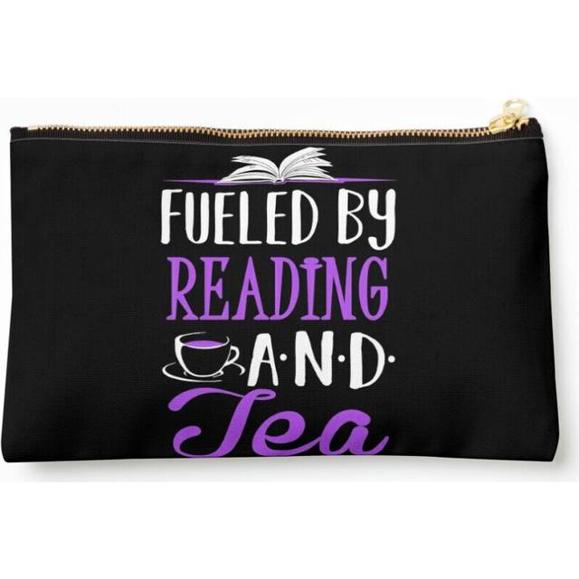 Makeup Bag Fueled by Reading and Tea Cosmetic Organizer Tyvek Paper Bags Zipper Pouch