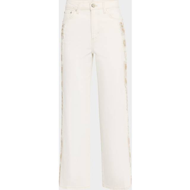 Getty Crochet-Trim Cropped Jeans - VINTAGE ECRU CROCHET - 31