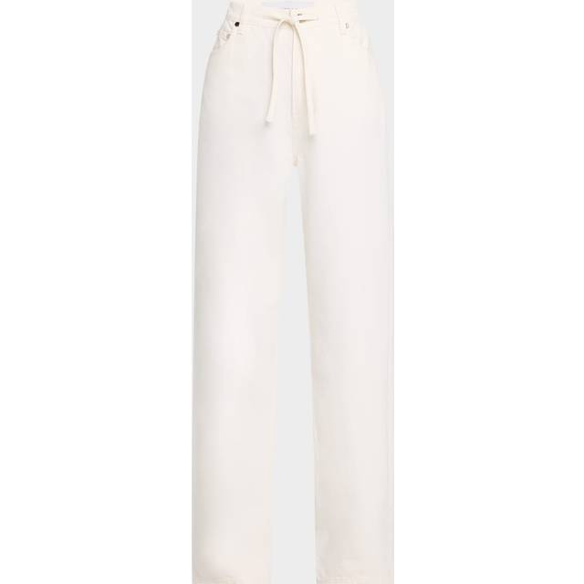 Dunn Drawstring Wide-Leg Jeans with Crochet Trim - ECRU - 24