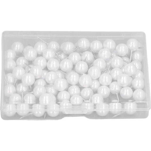 100pcs Sewing Pins 10x20mm/0.4x0.8in Pearl White Positioning Ball Head Pins Box Packed