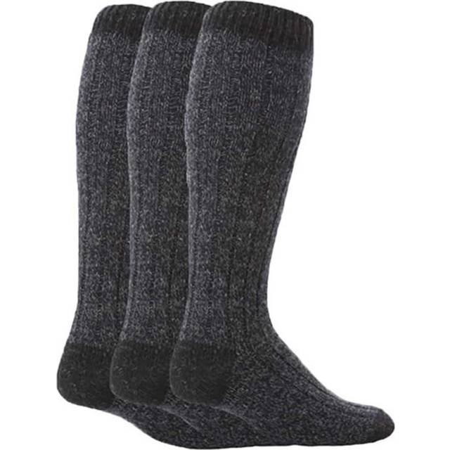 (6-11 UK, WFH0035NVY) Workforce - 3 Pairs Mens Extra Long Knee High Warm Wool Boot Socks