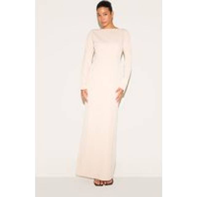 Almond Tailored Boat Neck Maxi Dress, Almond - 8