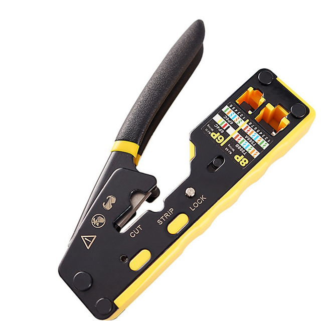 RJ45 Pass Through Crimp Tool for Cat5 Cat6 Modular Connector Ethernet 8P 6P Crimper