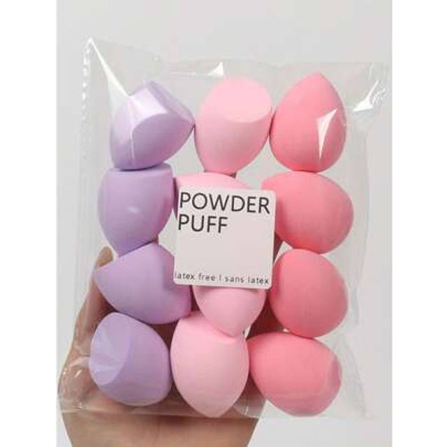 SHEIN [12pcs Water-Absorbent Makeup Sponges] 12pcs Latex-Free, Water-Absorbent Polyurethane Makeup Sponges - Suitable For Liquid, Cream, And Powder Foundati