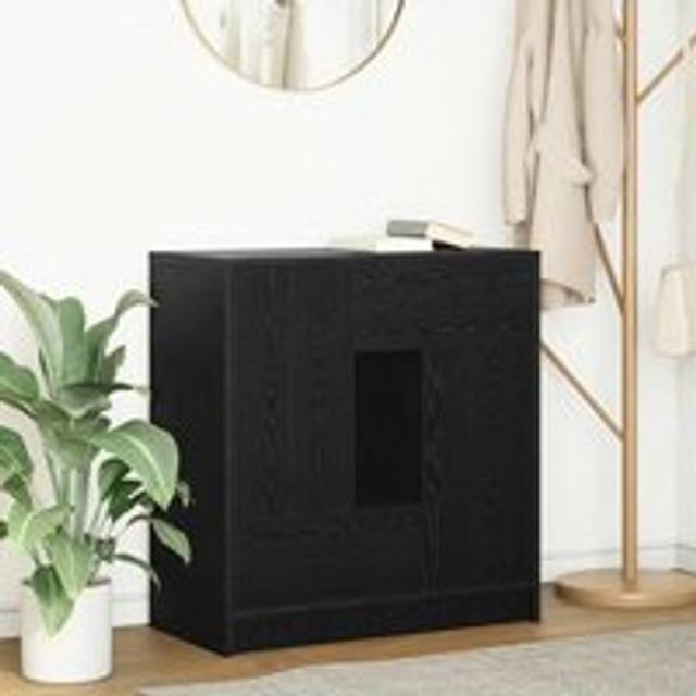 Sideboard with Drawers and Doors Black Oak 70.5x34x74.5 cm - One Size