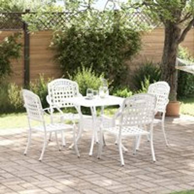 5-Piece Garden Dining Set - White Cast Aluminum - One Size