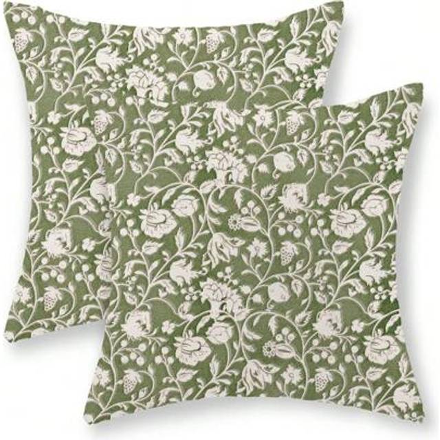 SHEIN 2 Pieces Set Of Linen Pillowcases, Black And Gray Sofa Retro Flower Pillowcases, Neutral Flower Printed Square Cushion Covers Suitable For Decorating