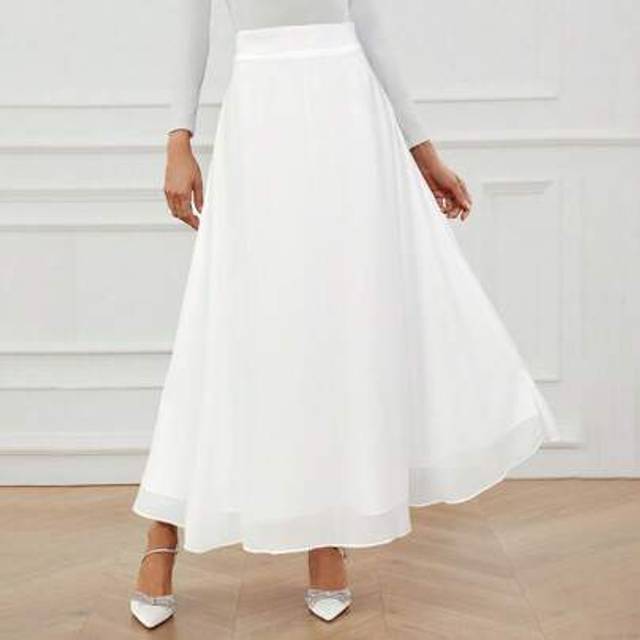 SHEIN Women Simple Elegant A-Line Flowy Skirt, Summer