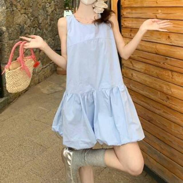 SHEIN Spring Summer Casual Vest Dress For Women Solid Color Sleeveless O-Neck Vintage Short Dresses Party Graduation White Black Clothes Chic Sundress