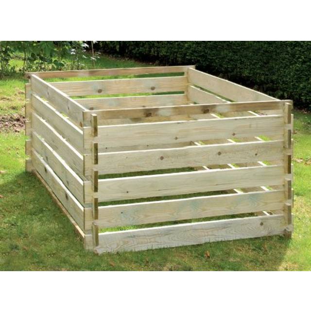 Outdoor Wooden Compost Bin Extra Large 1575 Litre Composter with Slatted Design 150cm - Natural - One Size