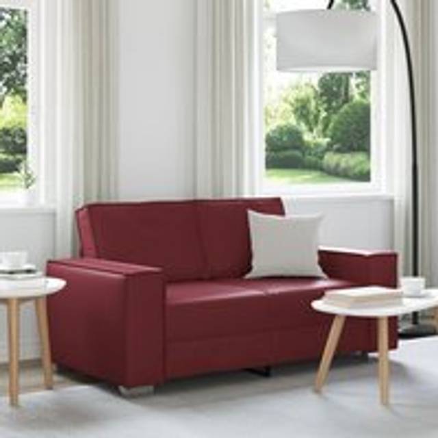 Loveseat Sofa - Wine Red, 120 cm, Faux Leather - One Size