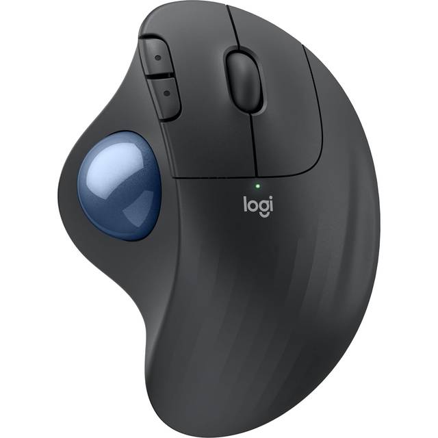 Logitech ERGO M575S – trådlös mus med styrkula, trådlös ergonomisk mus med Bluetooth och krypterad dongel, bekväm tumkontroll, exakt och smidig avläsning, för PC/Mac - Grafit