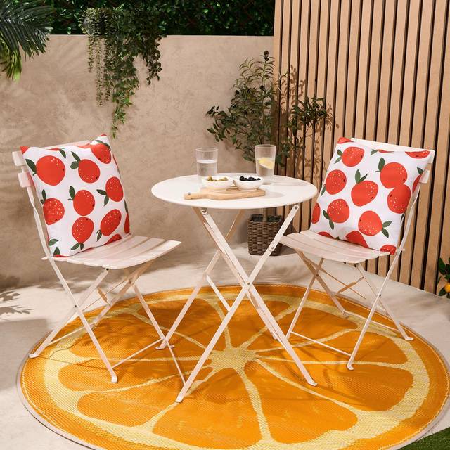 Outdoor Cushion Seat Pads 2 Pack Filled Garden Water Resistant, Orange - 45x45cm - Burnt Orange - One Size