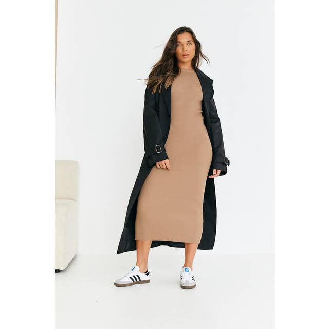 Black Longline Belted Trench Coat - 6