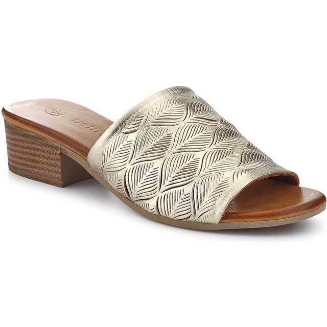 Leather Block-Heeled Mules - BELMET41006 / 327 231 - Gold