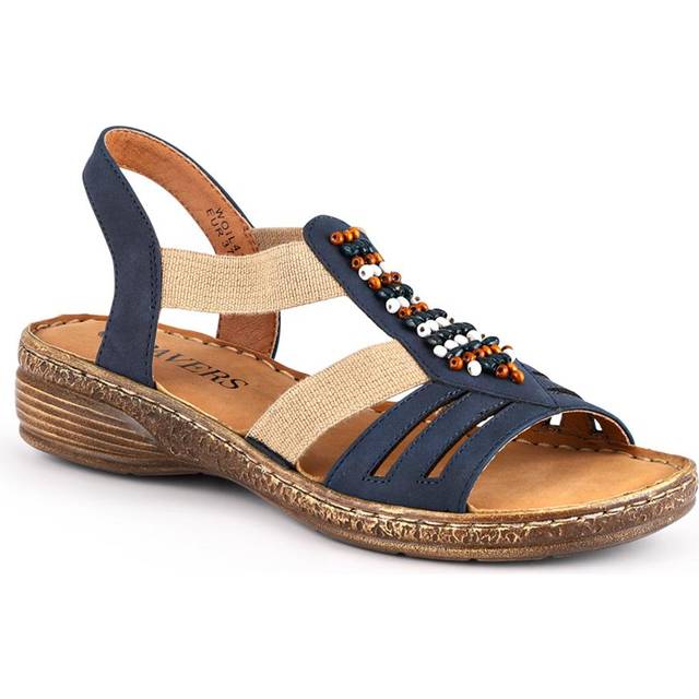 Elasticated Strappy Sandals - WOIL41056 / 327 123 - Navy - 8