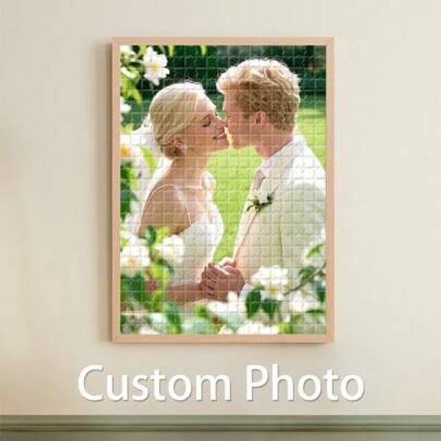 SHEIN 1 Pc Custom Photo,With Frame Or Only Puzzles,Couple Portrait Jigsaw,Holiday Custom Jigsaw Gift,Travel Memory Photo Puzzle,Custom Photos For Anniversar