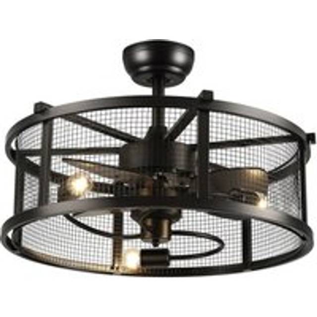 Metal Industrial Ceiling Fan Light - Black - One Size