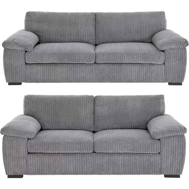 Luxury Life Amalfi Jumbo Cord 3+2 Seater Fabric Sofa In Grey, Grey