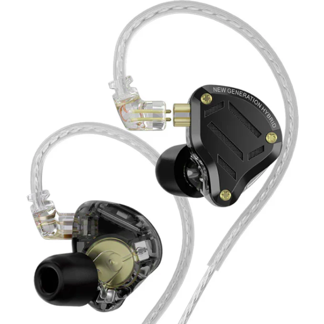 Linsoul KZ ZS10 PRO 2 i öronmonitor IEM, 1DD+4BA hybridtrådbundna öronsnäckor, med 4-nivåers inställningsbrytare, 3-vägs crossover spelöronsnäckor, silverpläterad IEM-kabel för musiker ljudfil (svart