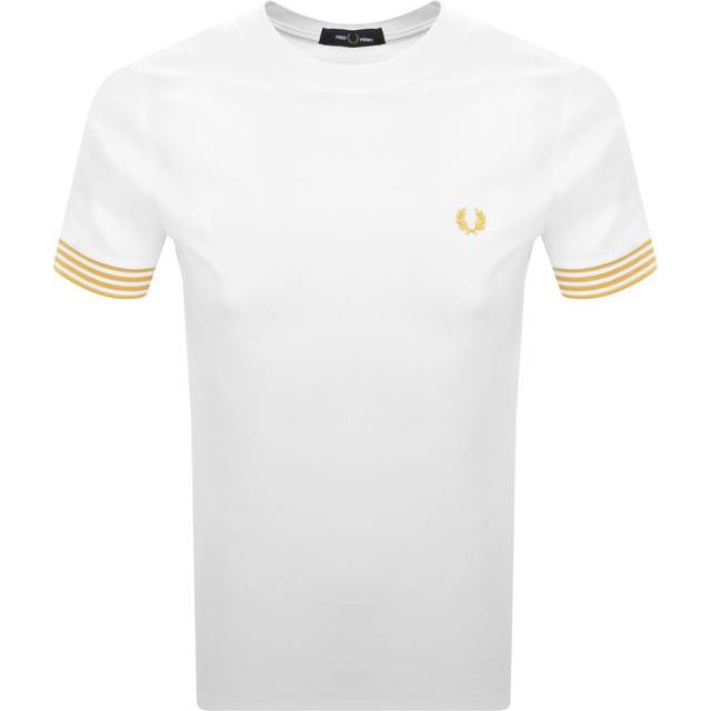 Men's Fred Perry Mens Striped Cuff T-Shirt - White - Size: 40/Regular