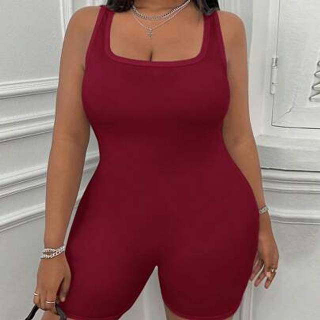 SHEIN Plus Size Stretch Knit Yoga Simple Jumpsuit