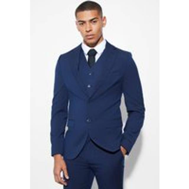 Mens Navy Skinny Single Breasted Suit Jacket