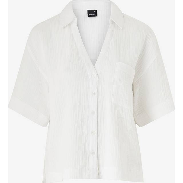 Gina Tricot - Skjorta Gauze Short Sleeve Shirt - Vit