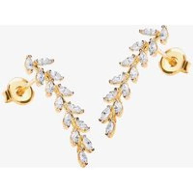9ct Yellow Gold Cubic Zirconia Leaf Stud Earrings 1.58.4749