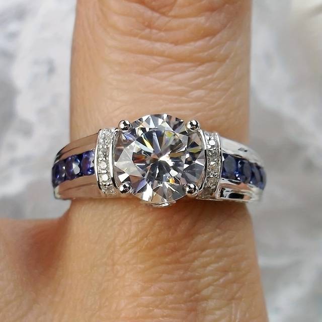 TEMU Promise Ring With Shining Zirconia For Engagement/wedding, Decoration Gift For