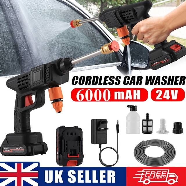 TEMU Cordless Portable Pressure Washer With 2 Batteries, 3000psi Cordless Power Washer, 24v Battery For Car Garden Home Patio Driveways, 16.5ft Hose Included