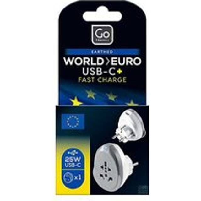 Go Travel Worldwide to EU 25W USB-C Fast Charge Plug Adaptor