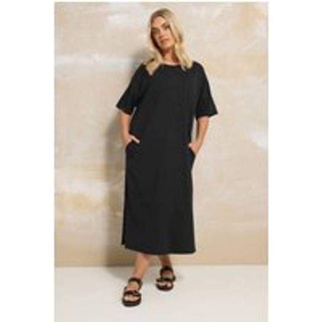 Yours Curve Black Oversized Pocket Detail Midi Dress, Women's Curve & Plus Size, Yours - 22-24