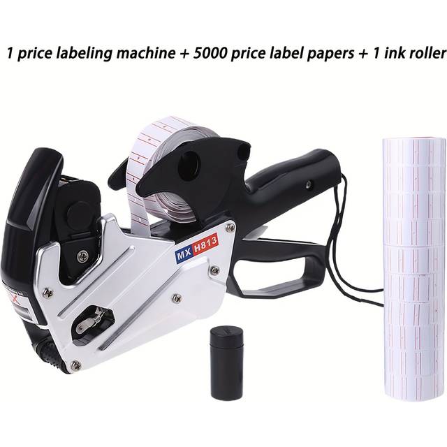 TEMU A Silvery Metal Digital Label That With 5000 Labels And A Ink Wheel, Making It A Label Maker Price Kit, Suitable For Office, Retail, Grocery Stores, And Organizational Marking