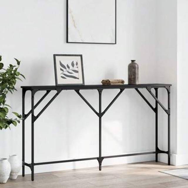 SHEIN Elegant Black Console Table 140x23x75 Cm Crafted From Durable Engineered Wood Ideal For Entryway Living Room Or Hallway Stylish Storage Solution