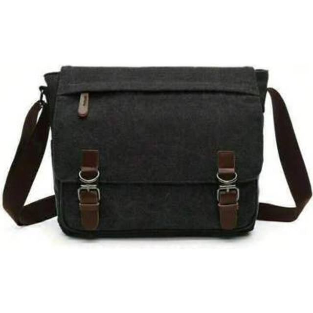 SHEIN Men School Military Shoulder Bag Messenger Bag Vintage Canvas Leather Satchel
