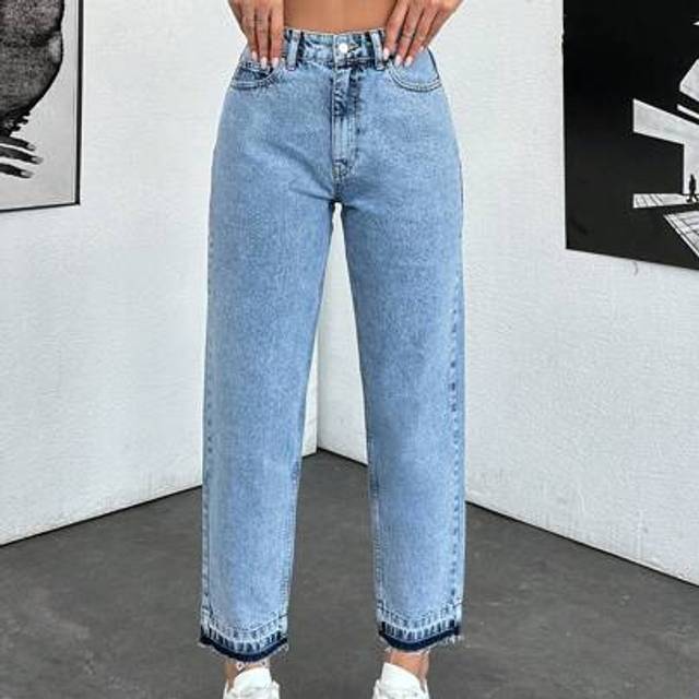 SHEIN Solid Color High Waist Casual Mom Fit Vintage Style Jeans With Pockets