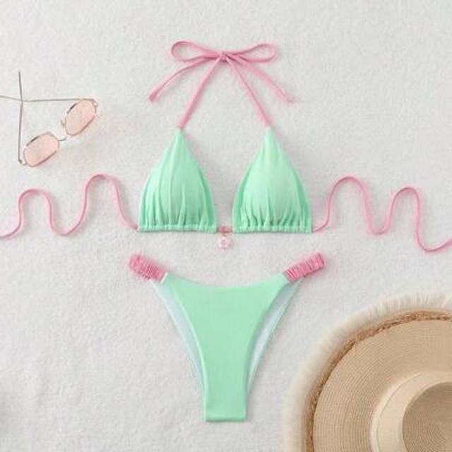 SHEIN 2024 New Bikini Swimwear, European And American Style Cute Floral Sexy Vacation Bikini Set, For Summer Beach